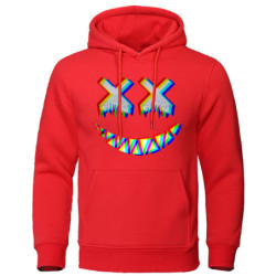 Sweatshirt Tête de Mort Psychédélique Capuche Couleur Rouge