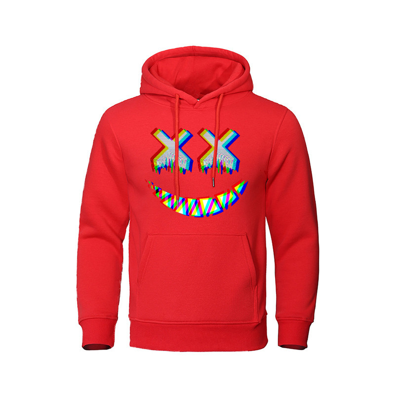 Sweatshirt Tête de Mort Psychédélique Capuche Couleur Rouge