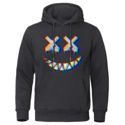 Sweatshirt Tête de Mort Psychédélique Capuche Couleur Noir