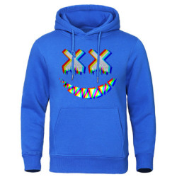 Sweatshirt Tête de Mort Psychédélique Capuche Couleur Bleu Clair