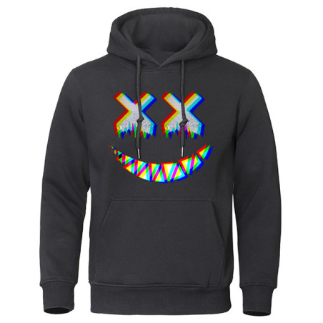 Sweatshirt Tête de Mort Psychédélique Capuche Couleur Noir