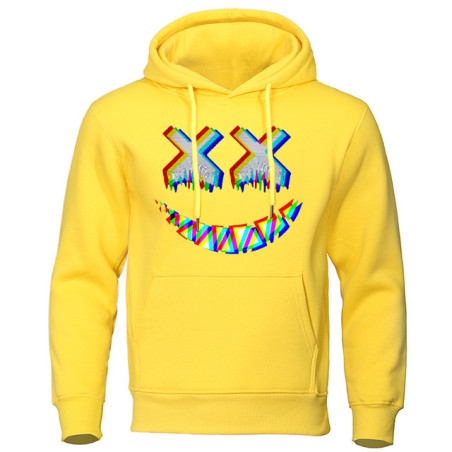 Sweatshirt Tête de Mort Psychédélique Capuche Couleur Jaune