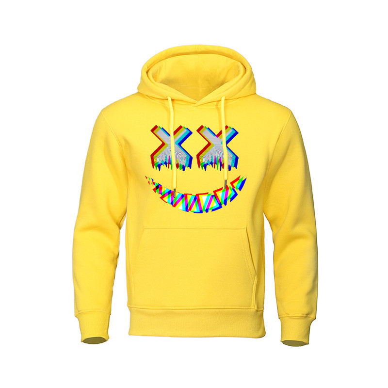 Sweatshirt Tête de Mort Psychédélique Capuche Couleur Jaune