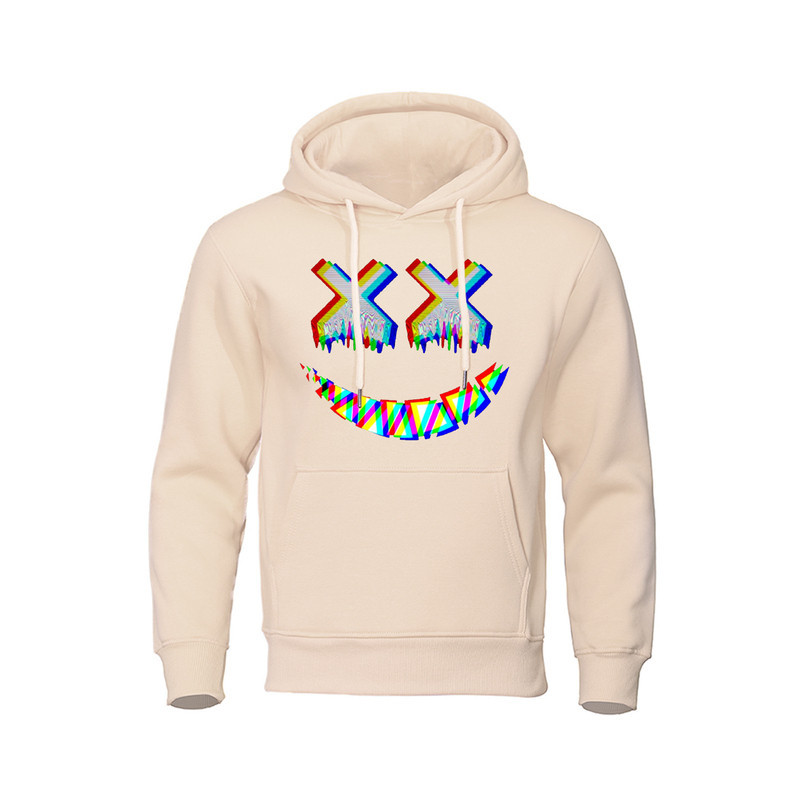 Sweatshirt Tête de Mort Psychédélique Capuche Couleur Beige