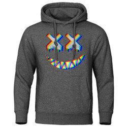 Sweatshirt Tête de Mort Psychédélique Capuche Couleur Gris Foncé