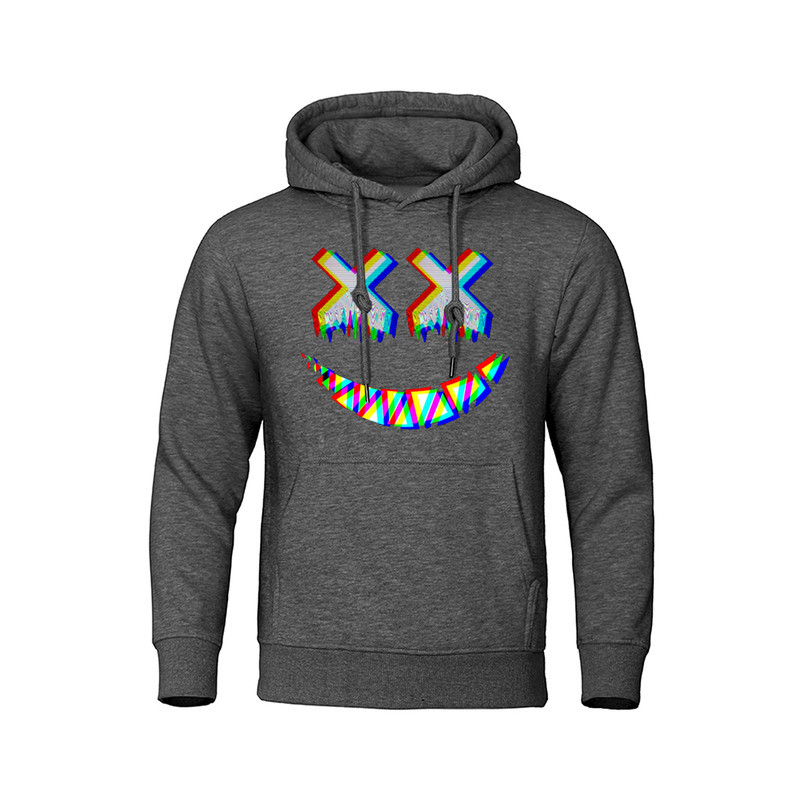 Sweatshirt Tête de Mort Psychédélique Capuche Couleur Gris Foncé