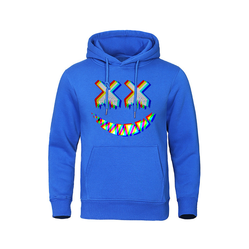 Sweatshirt Tête de Mort Psychédélique Capuche Couleur Bleu Clair