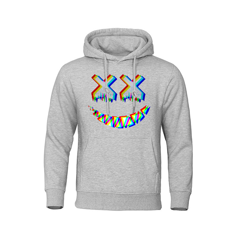 Sweatshirt Tête de Mort Psychédélique Capuche Couleur Gris