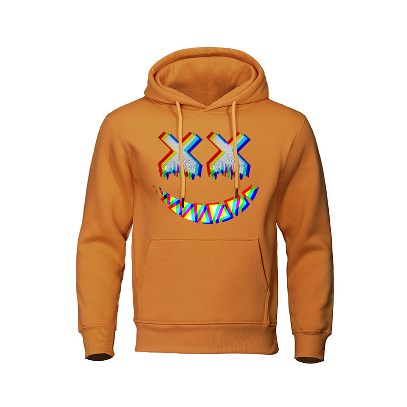 Sweatshirt Tête de Mort Psychédélique Capuche Couleur Orange