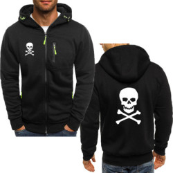 Sweatshirt Tête de Mort Sweat Double logo Skull à Capuche Couleur Noir