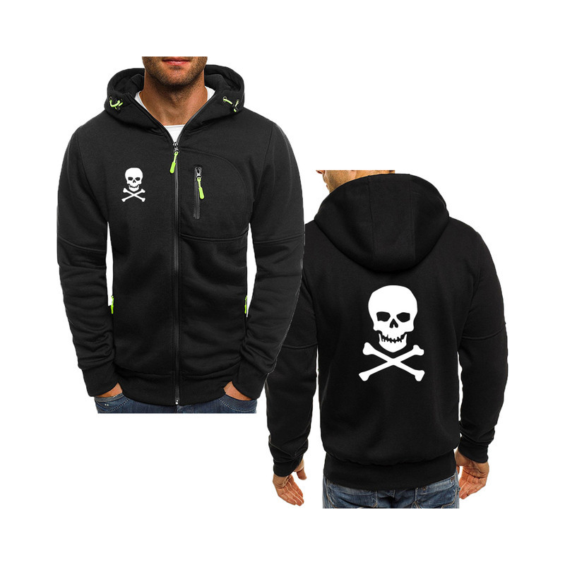 Sweatshirt Tête de Mort Sweat Double logo Skull à Capuche Couleur Noir