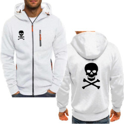 Sweatshirt Tête de Mort Sweat Double logo Skull à Capuche Couleur Blanc