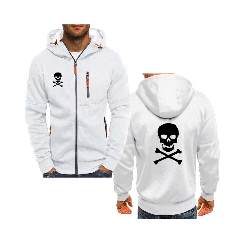 Sweatshirt Tête de Mort Sweat Double logo Skull à Capuche Couleur Blanc