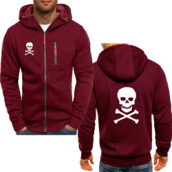 Sweatshirt Tête de Mort Sweat Double logo Skull à Capuche Couleur Rouge