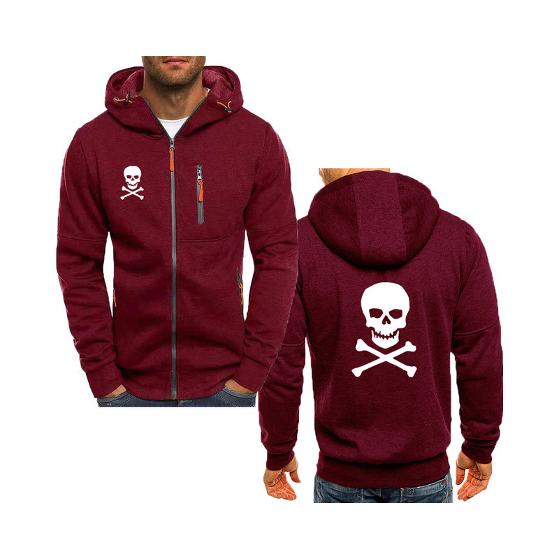 Sweatshirt Tête de Mort Sweat Double logo Skull à Capuche Couleur Rouge