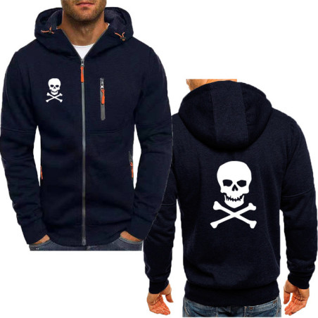 Sweatshirt Tête de Mort Sweat Double logo Skull à Capuche Couleur Bleu Marine