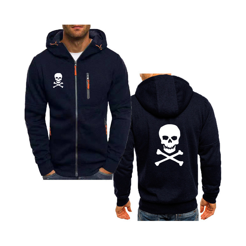 Sweatshirt Tête de Mort Sweat Double logo Skull à Capuche Couleur Bleu Marine