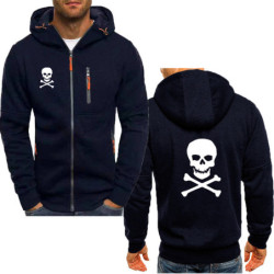 Sweatshirt Tête de Mort Sweat Double logo Skull à Capuche Couleur Bleu Marine