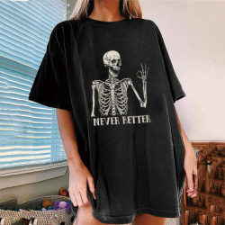 T-shirt Tête de Mort Vintage "Never Better" Couleur Noir