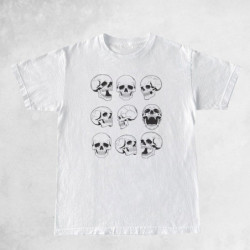T-shirt Tête de Mort Gothique à manches courtes pour femme Couleur Blanc