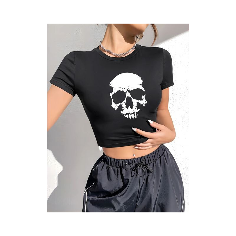 T-shirt Gothique Haut à Manches pour femme Couleur Noir