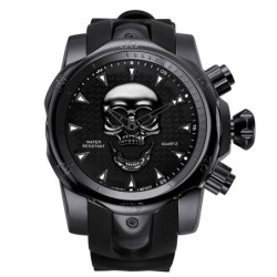 Montre Tête de Mort Crâne Homme Couleur Noir