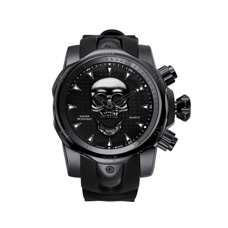 Montre Tête de Mort Crâne Homme Couleur Noir