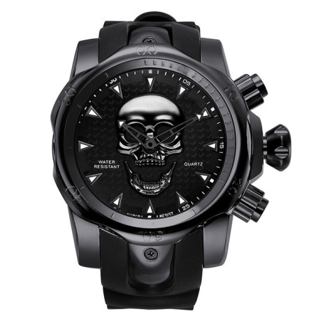 Montre Tête de Mort Crâne Homme Couleur Noir