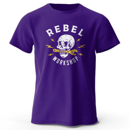 T-shirt Tête de Mort Biker Mécanique Rebel Workshop Violet