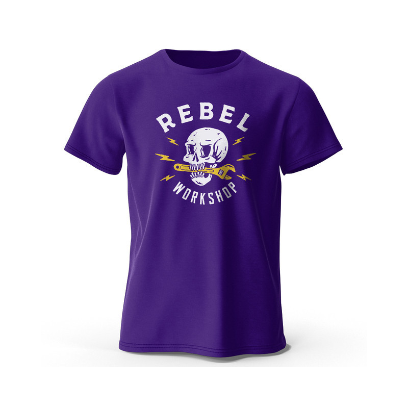 T-shirt Tête de Mort Biker Mécanique Rebel Workshop Violet