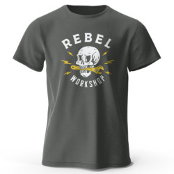 T-shirt Tête de Mort Biker Mécanique Rebel Workshop Gris