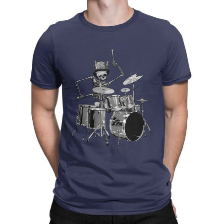 T-Shirt Tête de Mort Squelette Batterie Musicien Batteur Couleur Violet