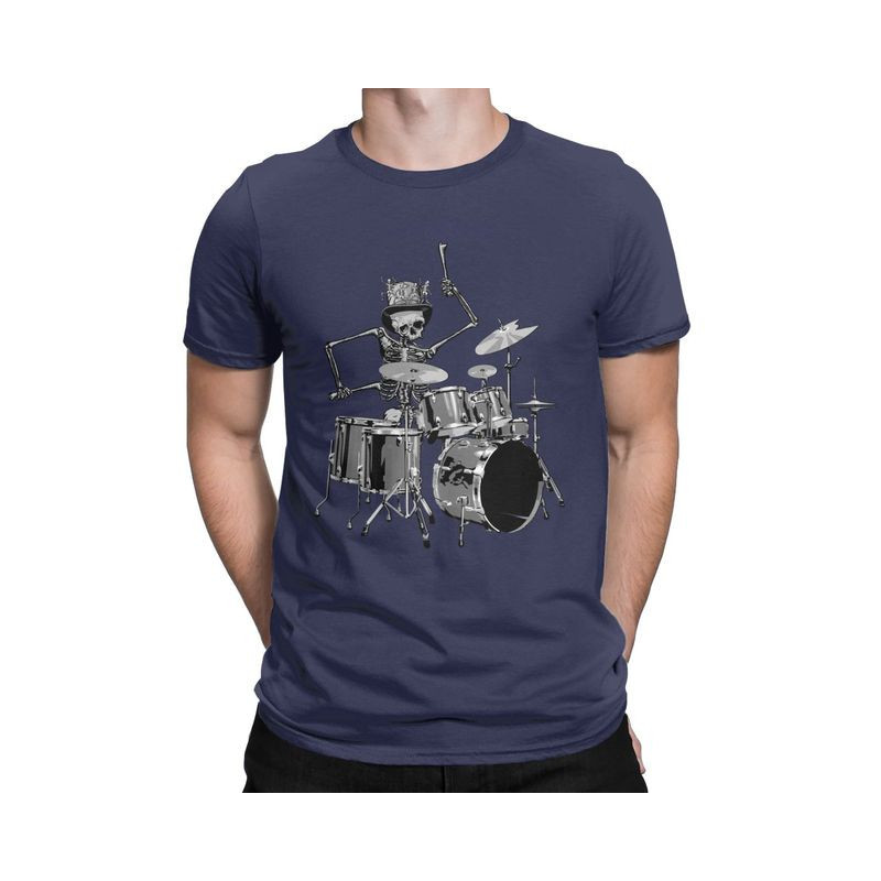 T-Shirt Tête de Mort Squelette Batterie Musicien Batteur Couleur Violet