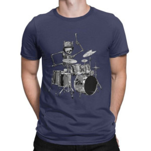 T-Shirt Tête de Mort Squelette Batterie Musicien Batteur Couleur Violet