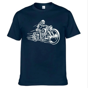 T-shirt Tête de Mort Biker Motard pour hommes Couleur Navy