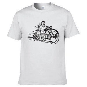 T-shirt Tête de Mort Biker Motard pour hommes Couleur Blanc