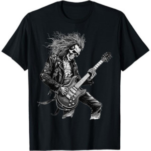 T-shirt Tête de Mort Guitariste Rock and Roll