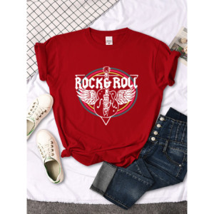 T-shirt Rock Roll pour femme rouge