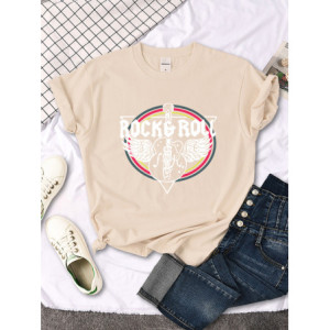 T-shirt Rock And Roll pour femme Couleur Beige