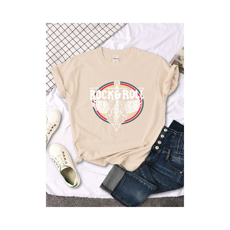 T-shirt Rock And Roll pour femme Couleur Beige