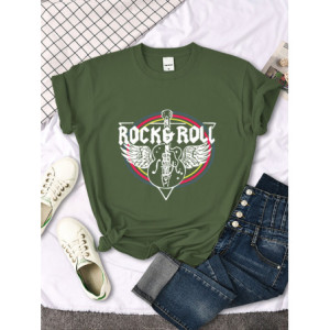 T-shirt Rock And Roll pour femme Couleur Kaki