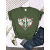 T-shirt Rock And Roll pour femme Couleur Kaki