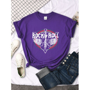 T-shirt Rock And Roll pour femme Couleur Violet