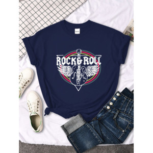 T-shirt Rock And Roll pour femme Couleur Navy Bleu Marine