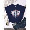 T-shirt Rock And Roll pour femme Couleur Navy Bleu Marine