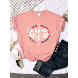 T-shirt Rock And Roll pour femme Couleur Rose