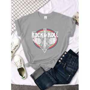 T-shirt Rock And Roll pour femme Couleur Gris