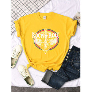 T-shirt Rock And Roll pour femme Couleur Jaune