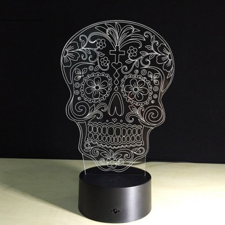 Lampe tête de mort tête Santa Muerte Lampe LED - couleur noir
