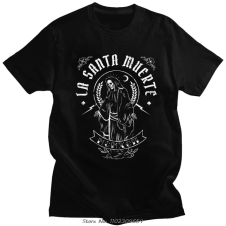 T-shirt La Santa Muerte pour homme Couleur Noir
